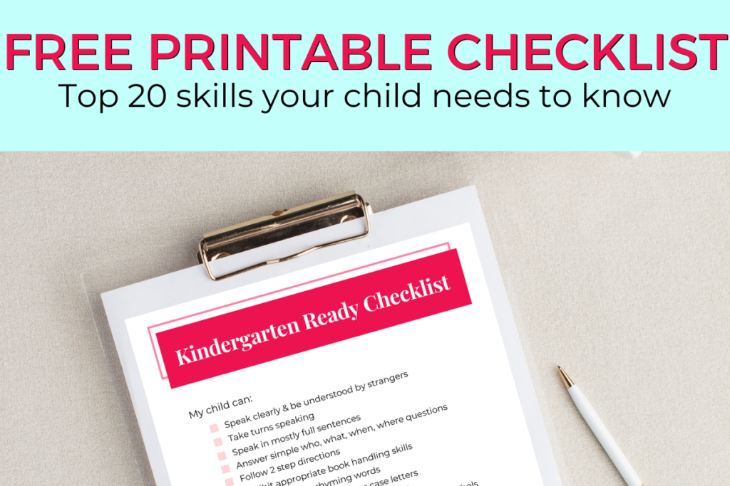 free printable checklist for kindergarten readiness