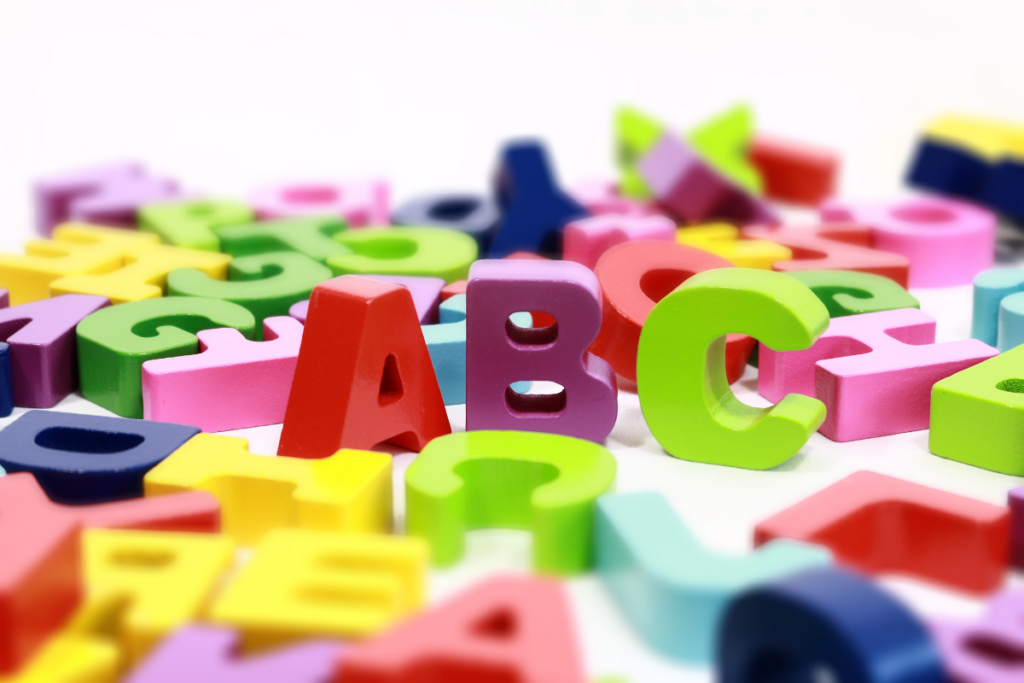 ABC - wooden uppercase letters standing up