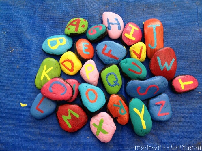 letter painted rocks