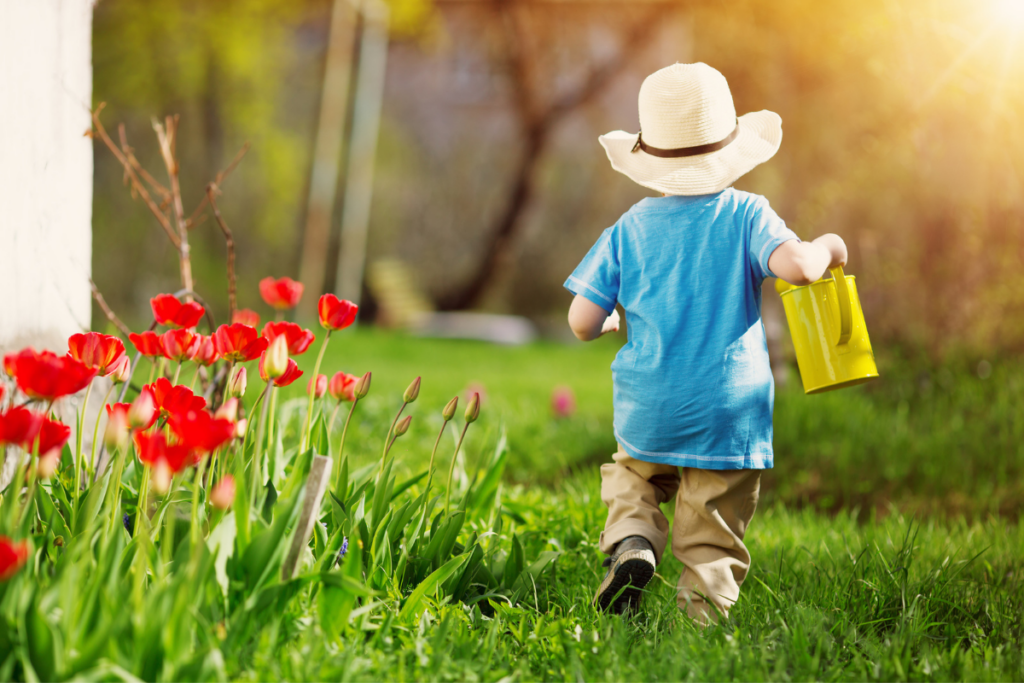 child enjoying preschool activities in spring