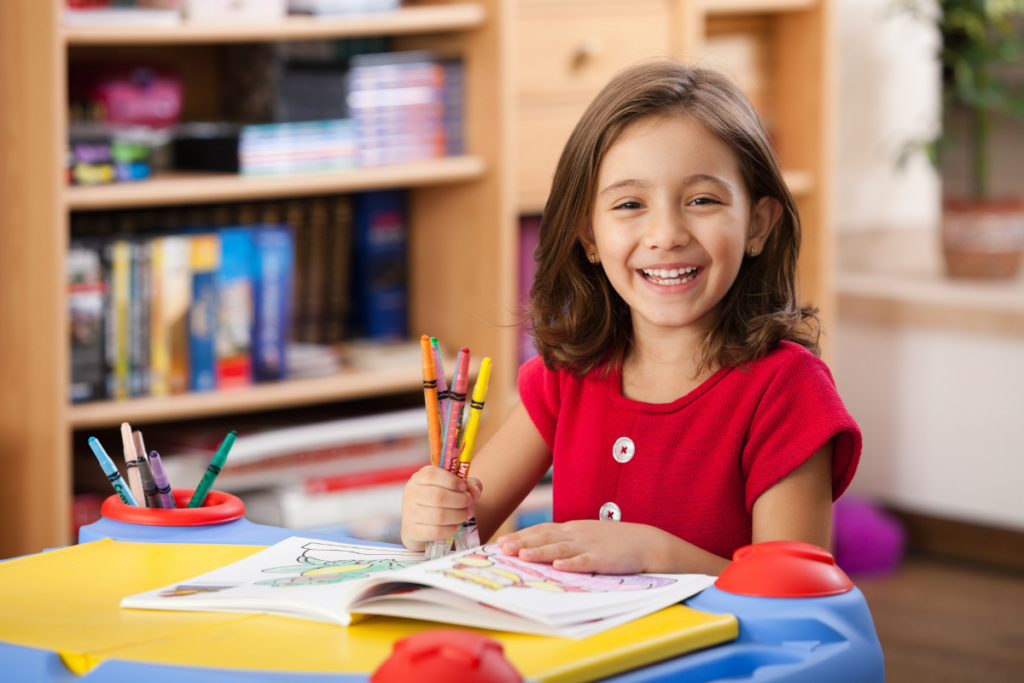 child learning at home preschool